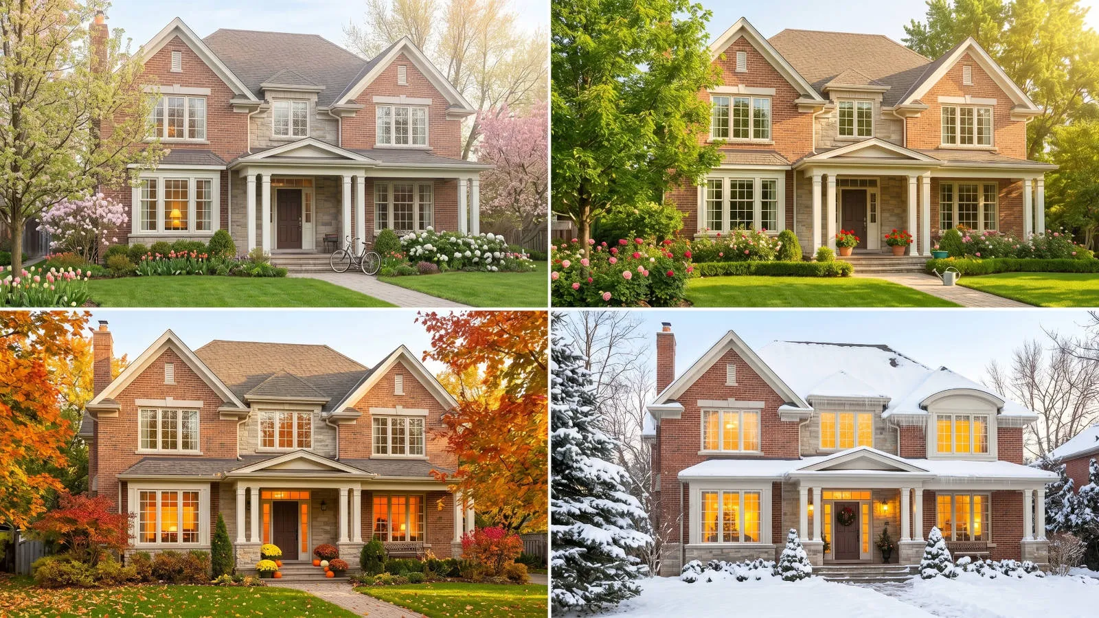 Elegant Metro Detroit home conveying protection through the changing seasons