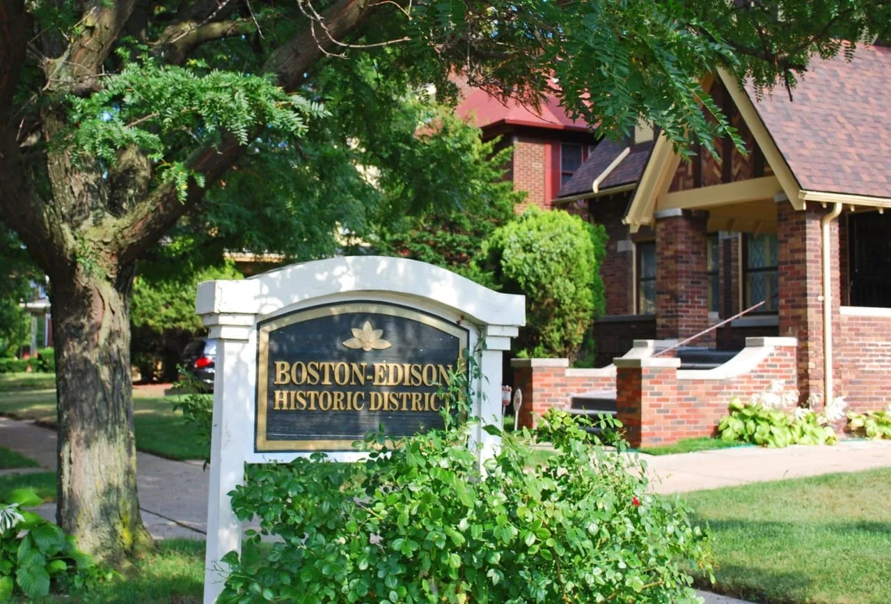Historic Boston Edison district sign in Detroit