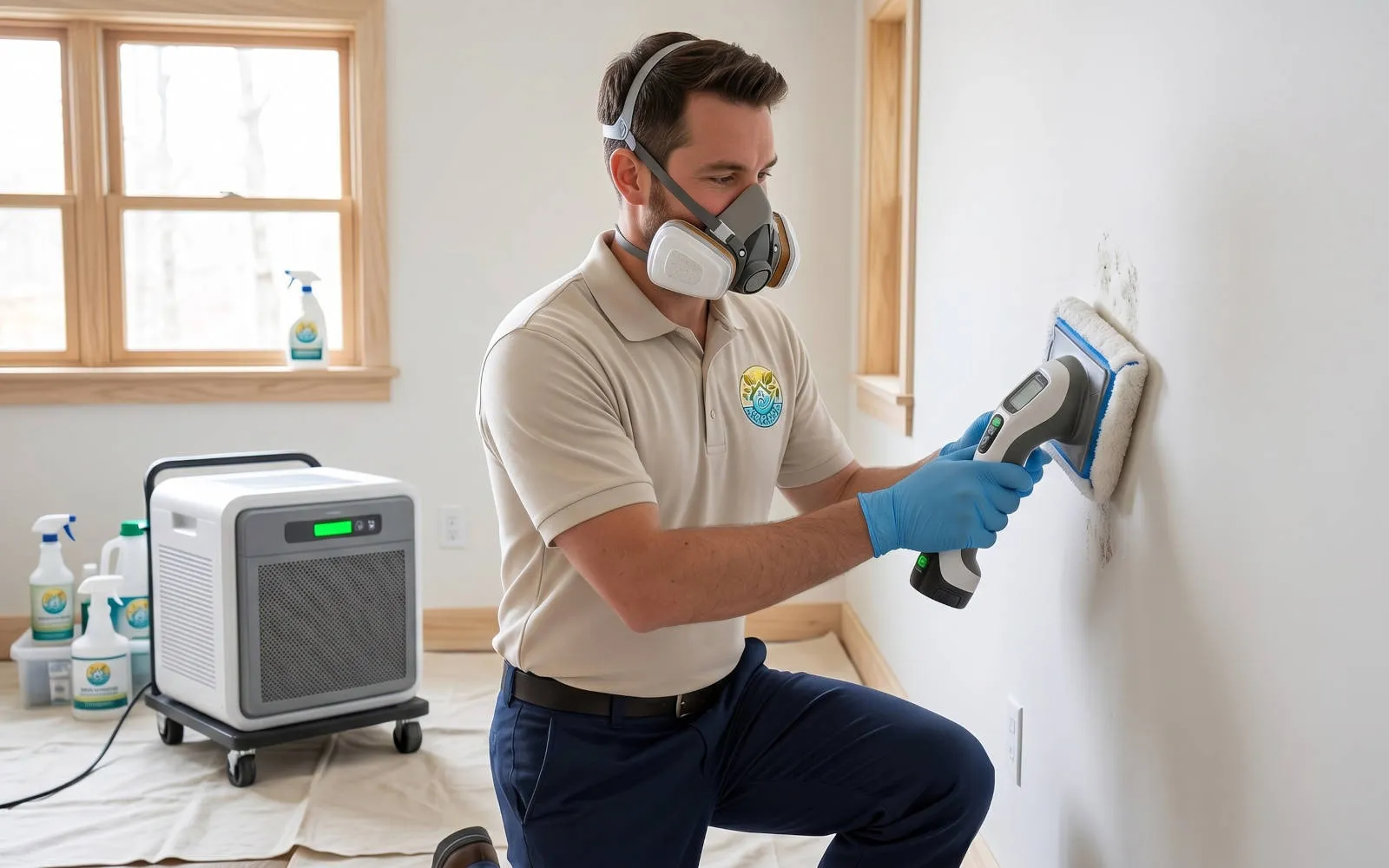 Specialist performing tidy, controlled restoration work with HEPA equipment
